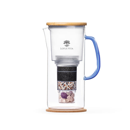 Lotus Vita ENYA Glas-Filterkanne, Wasserfilter, 1,4L, mit stilvollem Design für frisches, gefiltertes Wasser.