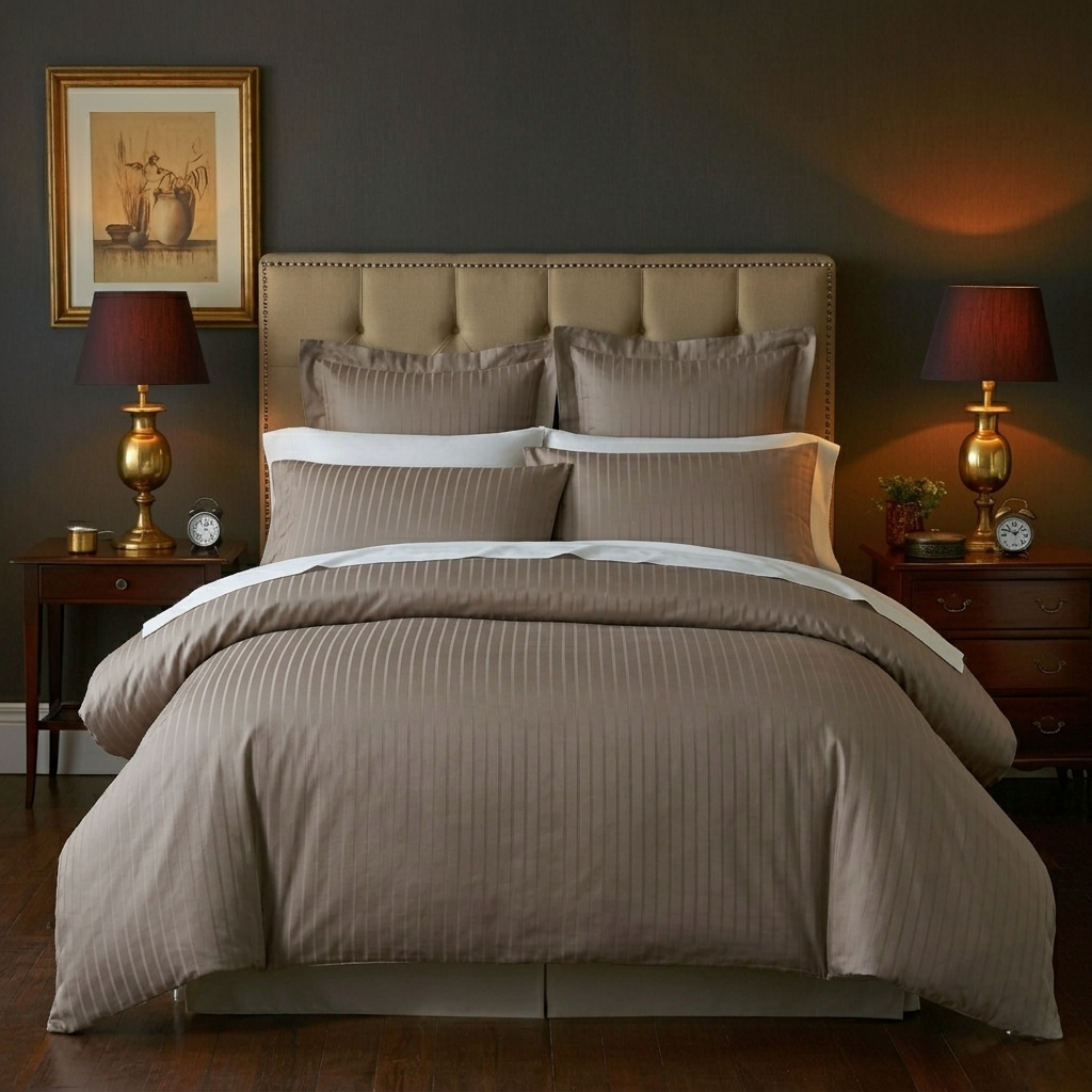 Finole Pinstripes Jacquard Deckenbezug aus ägyptischer Baumwolle, seidig, elegant, ganzjährig komfortabel, mit bunten Streifenmuster