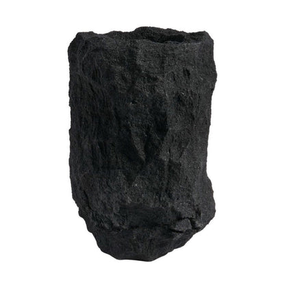 Schwarze Lava-Vase von MUUBS, handgefertigtes Naturstein-Unikat, 30 cm hoch, elegantes Wohnaccessoire mit einzigartiger Textur