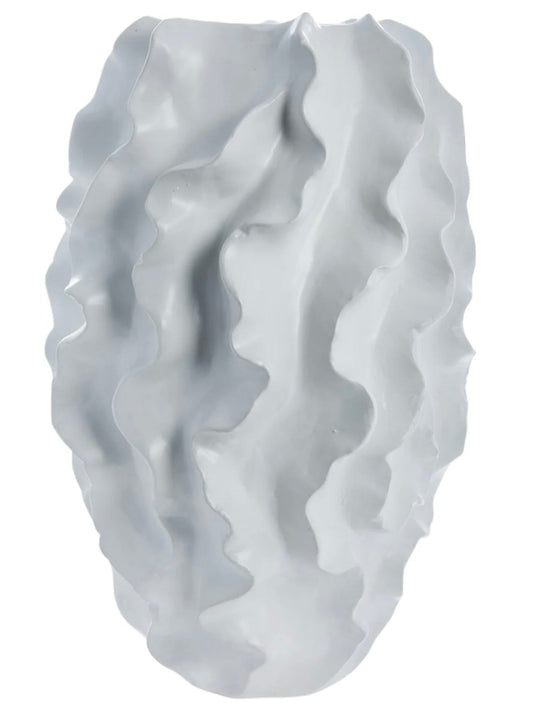 Weiße Keramikvase „Sannia“ von Lene Bjerre mit skulpturaler, moderner Form, 48 cm hoch, elegantes Wohnaccessoire