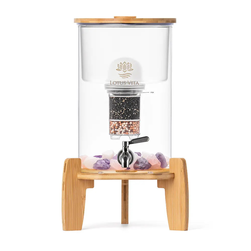 Lotus Vita Wasserfilter Filterstation Vita Plus Kiara mit Bambus, 4L, für sauberes Wasser, ohne Lichtschutz, modernes Design
