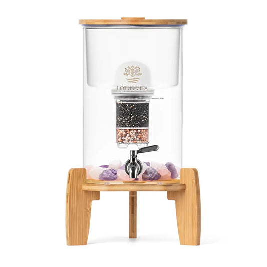 Lotus Vita Wasserfilter Filterstation Vita Plus Kiara mit Bambus, 4L, für sauberes Wasser, ohne Lichtschutz, modernes Design