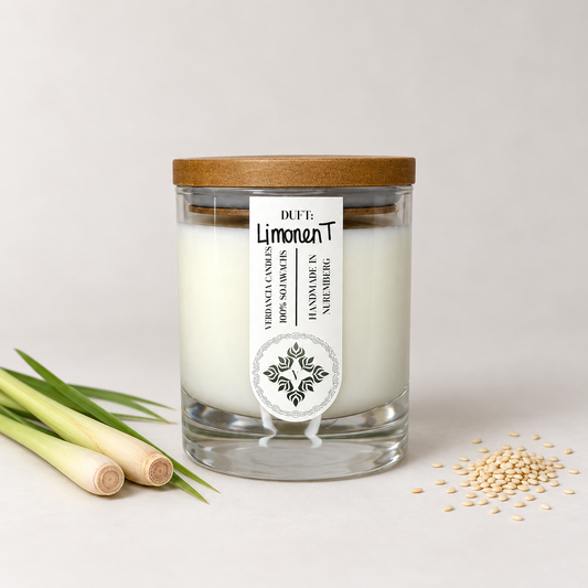 Limonen T | Duftkerze Sojawachs – Lemongrass & Sesam