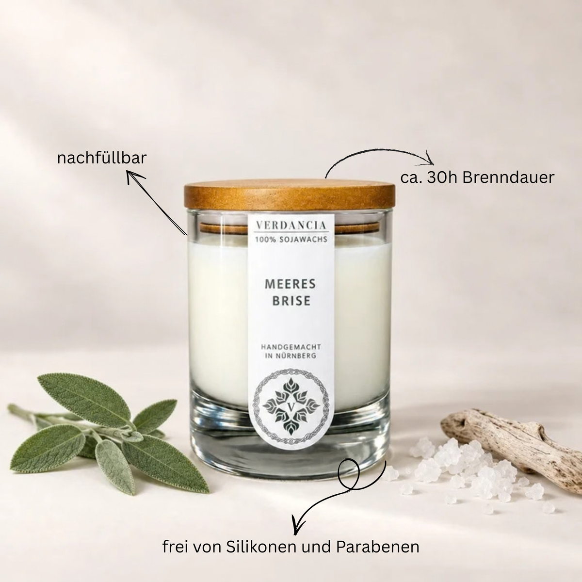 Meeresbrise Duftkerze Hoverbild Verdancia