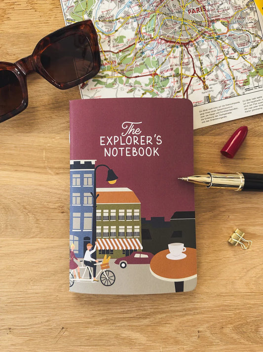 Roadtyping Reisetagebuch „The Explorer’s Notebook“ mit Kaffee-Farbcover, handlich und nachhaltig für Städtereisen und Entdeckungen.