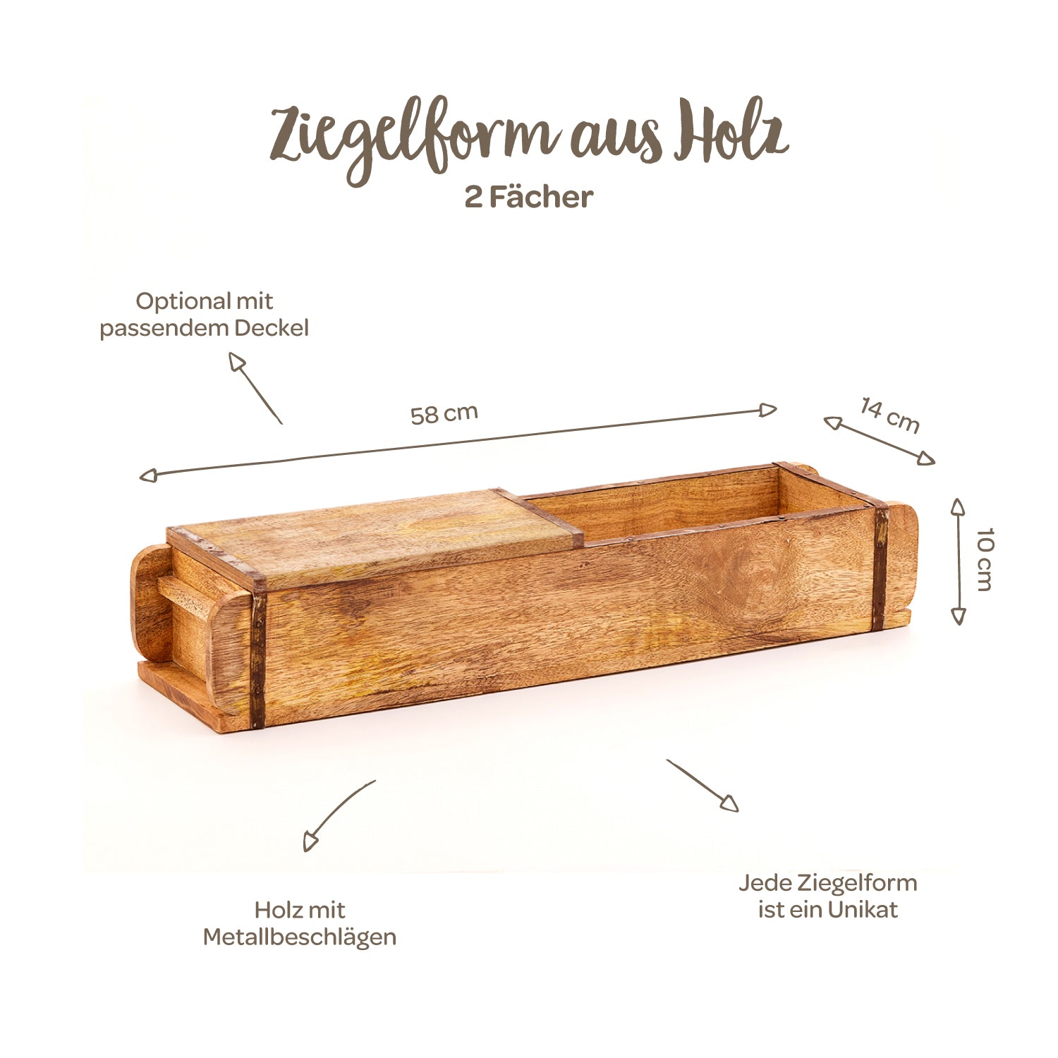 Lange Ziegelform mit 2 Fächern von Die Stadtgärtner, Pflanzenbauset für kreative Gartengestaltung und Pflanzenzucht.