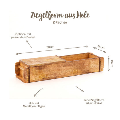 Lange Ziegelform mit 2 Fächern von Die Stadtgärtner, Pflanzenbauset für kreative Gartengestaltung und Pflanzenzucht.