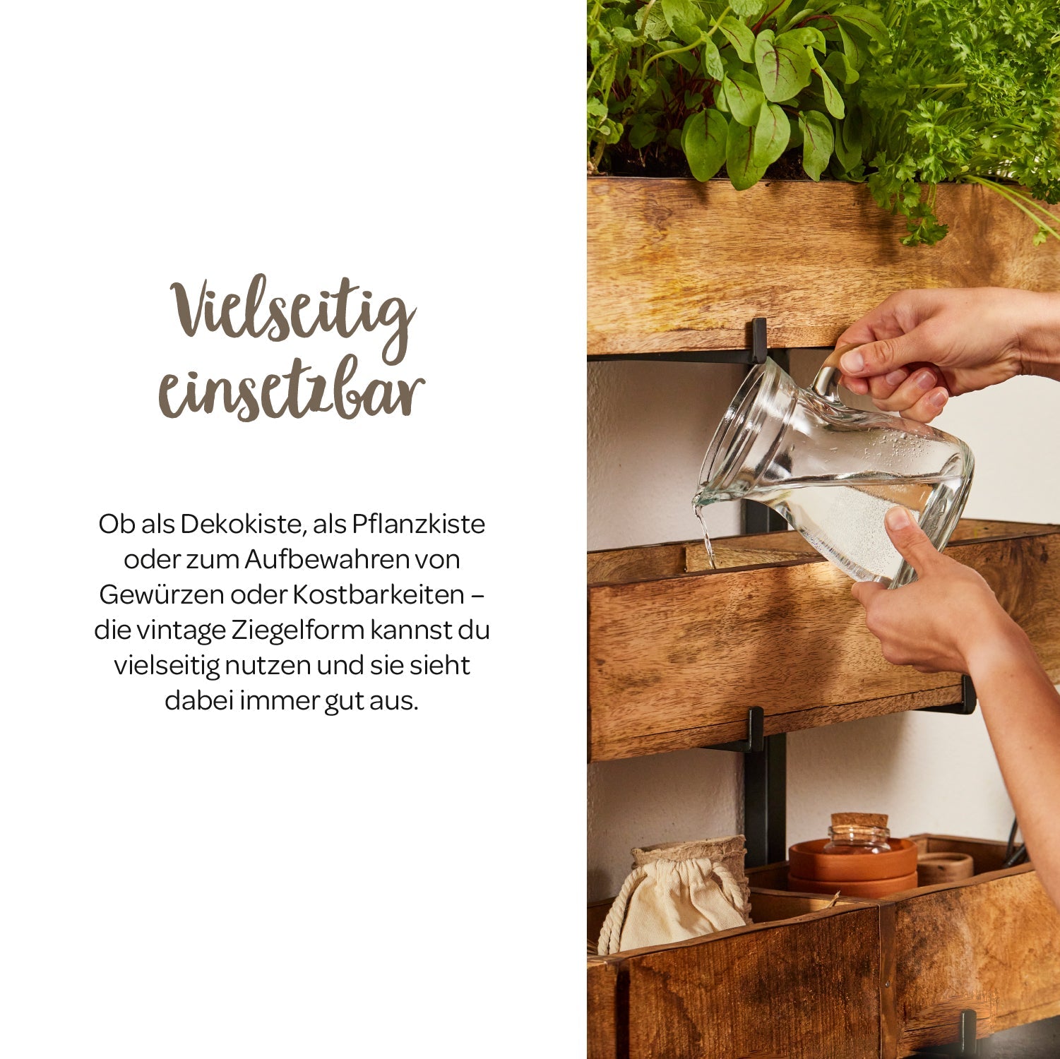 Zwei Ziegelform Pflanzenbauset von Die Stadtgärtner mit zwei Fächern für urbanes Gärtnern, auf dem Bild zu sehen