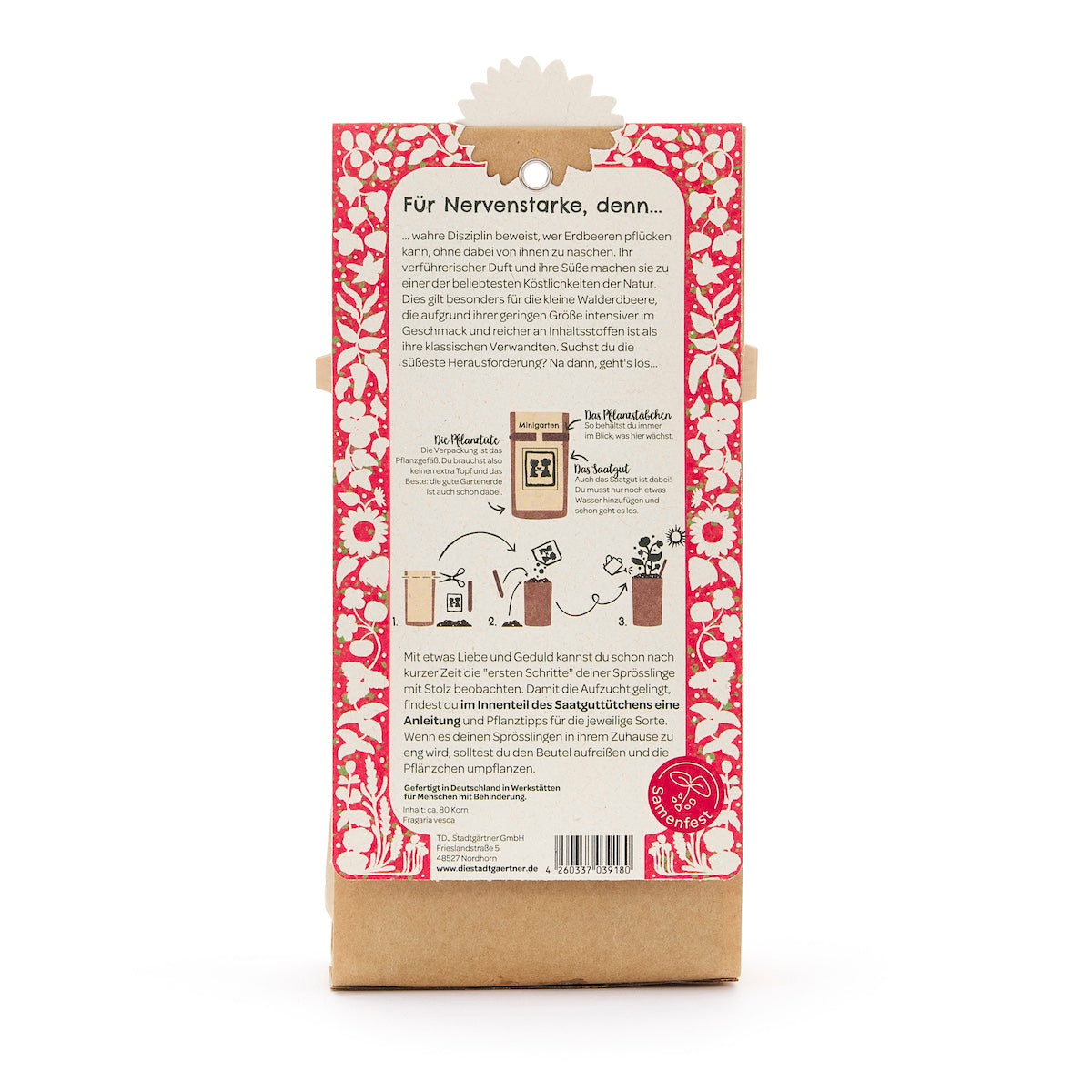 Anzuchtset für Minigarten mit Erdbeersamen von Die Stadtgärtner, enthält Pflanzenbausets für frische Erdbeeren zu Hause