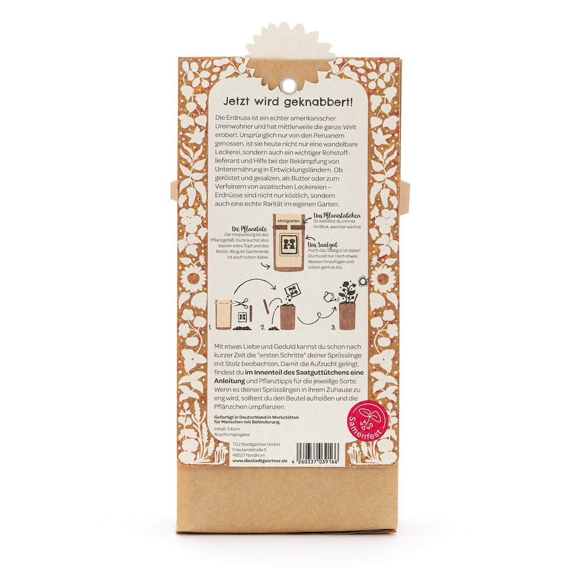 Anzuchtset für Minigarten mit Erdnusssamen, inklusive Pflanztöpfen und Erde, von Die Stadtgärtner für den Gartenanbau zu Hause