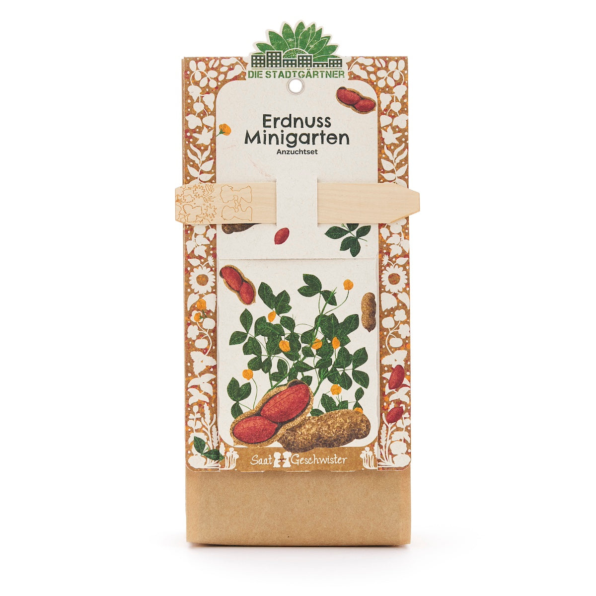 Anzuchtset für Minigarten mit Saatgut für Erdnüsse, inklusive kleiner Pflanzgefäße und Erdnusssamen, von Die Stadtgärtner
