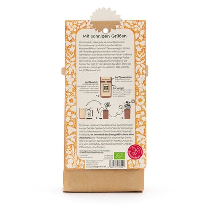 Anzuchtset von Die Stadtgärtner mit Saatgut für BIO-Sonnenblumen, ideal für Minigarten und Pflanzenanbau.