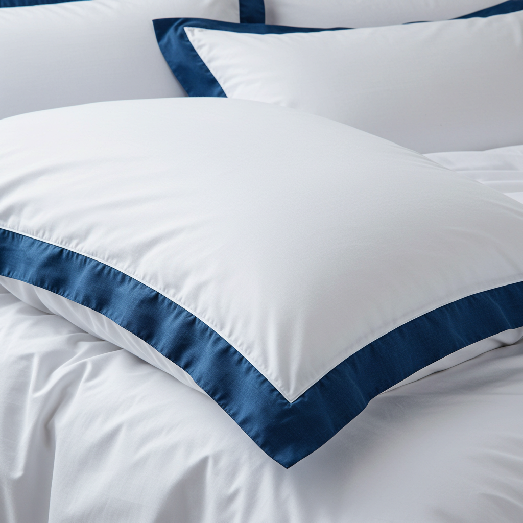 Feiner Aura Perkal Kissenbezug von Finole aus 100% ägyptischer Baumwolle, kühlend, atmungsaktiv mit Oxford-Rand, Detailansicht