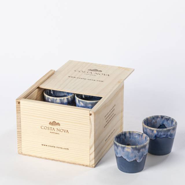 Costa Nova Steingut Espresso Set mit Holzbox