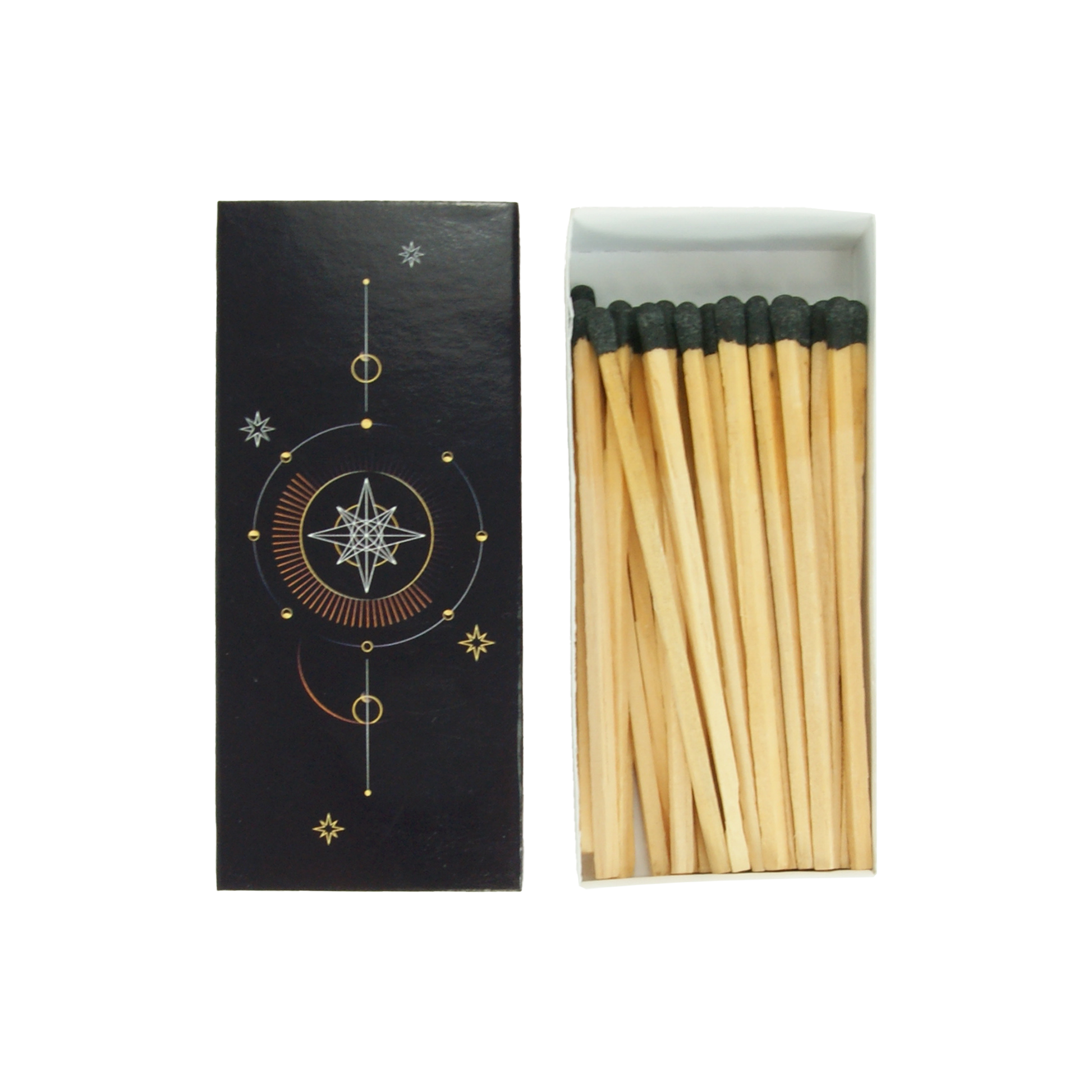 Ritual-Langhölzer – Kosmische Harmonie, schwarze Design-Streichhölzer - Verdancia