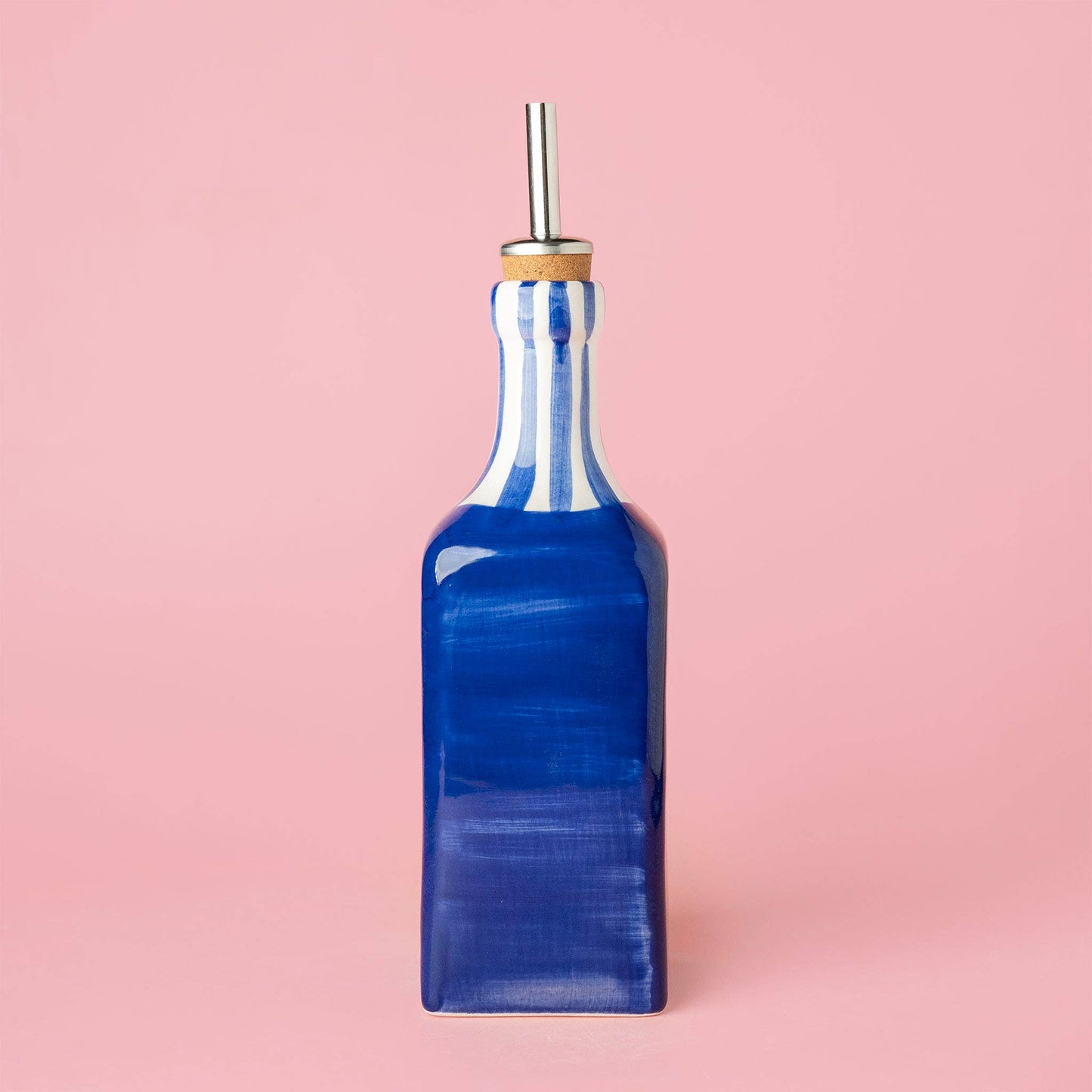 Handgefertigter Keramik-Ölspender Costa Azul von Alfar Tierra Cocida, blauer und weißer Essig- und Ölbehälter mit 475 ml Fassungsvermögen