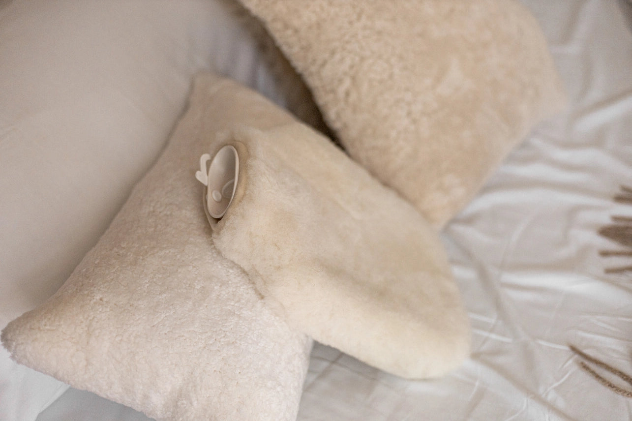 Bouillotte Van Buren en peau d'agneau - avec housse en peau d'agneau de haute qualité