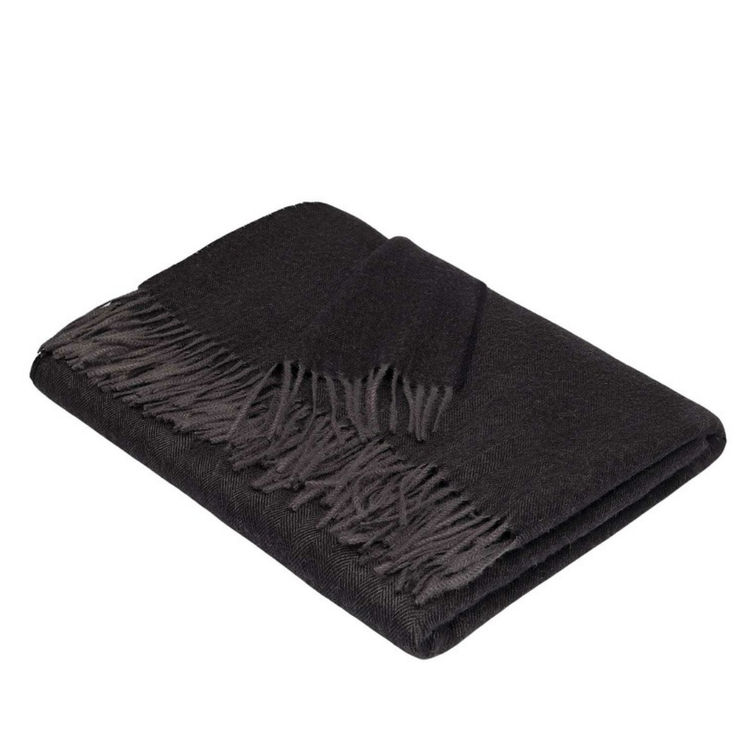 Apu Kuntur - Alpaka Decke - Fischgrat - 100% Baby-Alpaka - Verdancia - schwarz