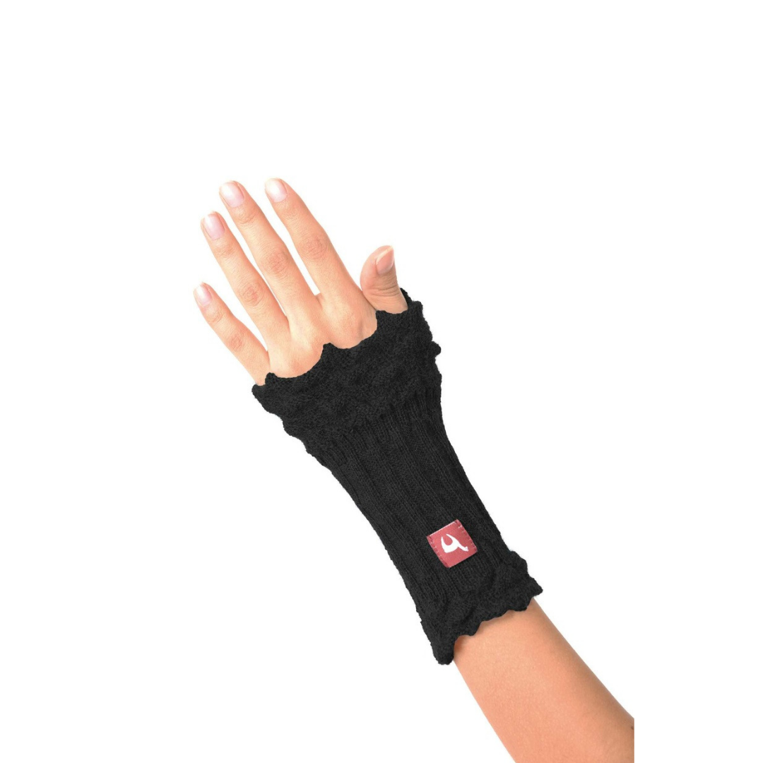 Apu Kuntur - Alpaka Pulswärmer - Bernice - 100% Baby-Alpaka - schwarz - Verdancia 