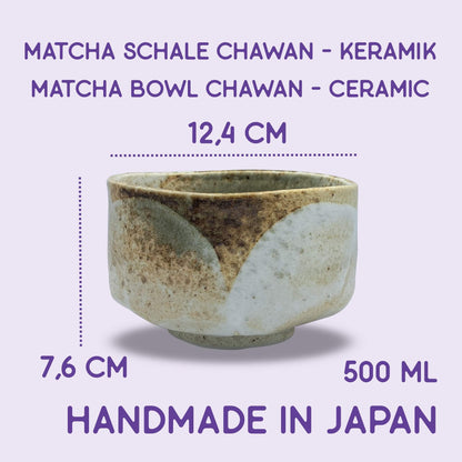 Japanische Matcha Schale - Chawan Yuki - handgemacht aus Keramik - 12x8cm - Verdancia
