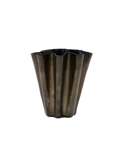 Antike braune Metallvase von House Doctor, HDFlood, im industriellen Design, dekorative Wohnaccessoire, 13 cm hoch