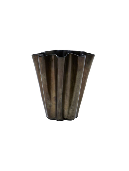 Antike braune Metallvase von House Doctor, HDFlood, im industriellen Design, dekorative Wohnaccessoire, 13 cm hoch