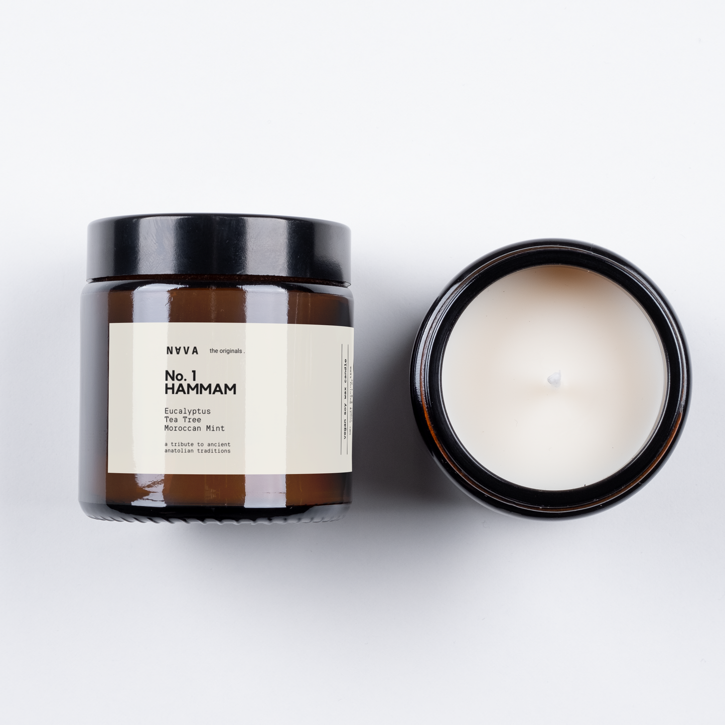 Nava Berlin - HAMMAM Kerze – 100 % Bio-Sojawachs, Signature Spa-Duft - Verdancia