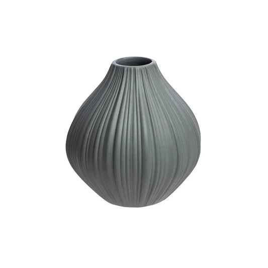 Vintage graue Vase aus Steinzeug von Tranquillo, minimalistisch und matt, mit schlichter, eleganter Form.