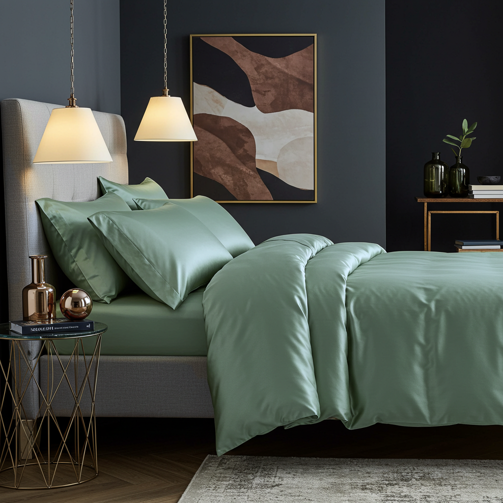 Feines Satin Spannbettlaken von Finole aus 100% ägyptischer Baumwolle, seidig glatt, atmungsaktiv und luxuriös.