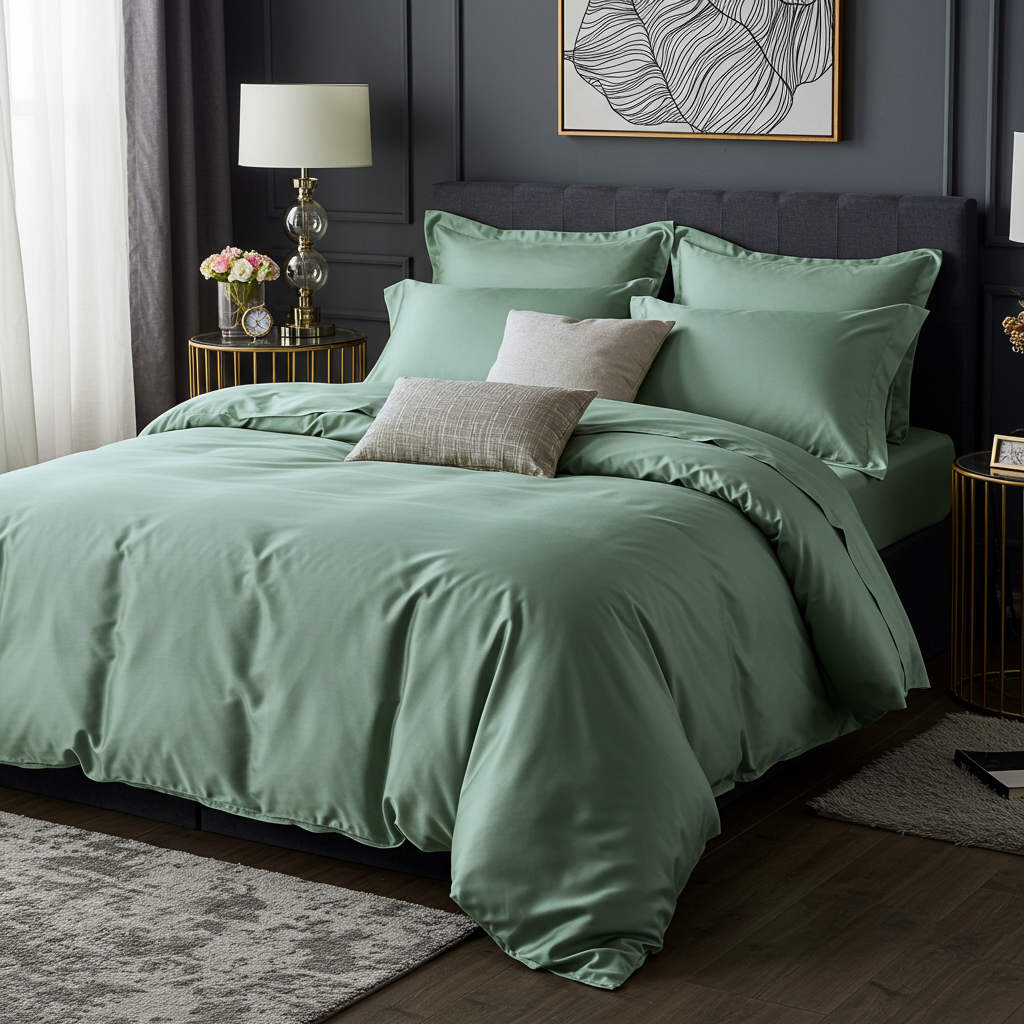 Charm Satin Spannbettlaken aus 100% ägyptischer Baumwolle von Finole, seidig glatt, atmungsaktiv und luxuriös.