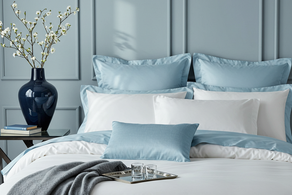 Finole Aura Perkal Kissenbezug aus 100% ägyptischer Baumwolle Giza, 400TC, kühlend, atmungsaktiv mit Oxford-Rand