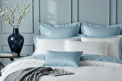 Finole Aura Perkal Kissenbezug aus 100% ägyptischer Baumwolle Giza, 400TC, kühlend, atmungsaktiv mit Oxford-Rand