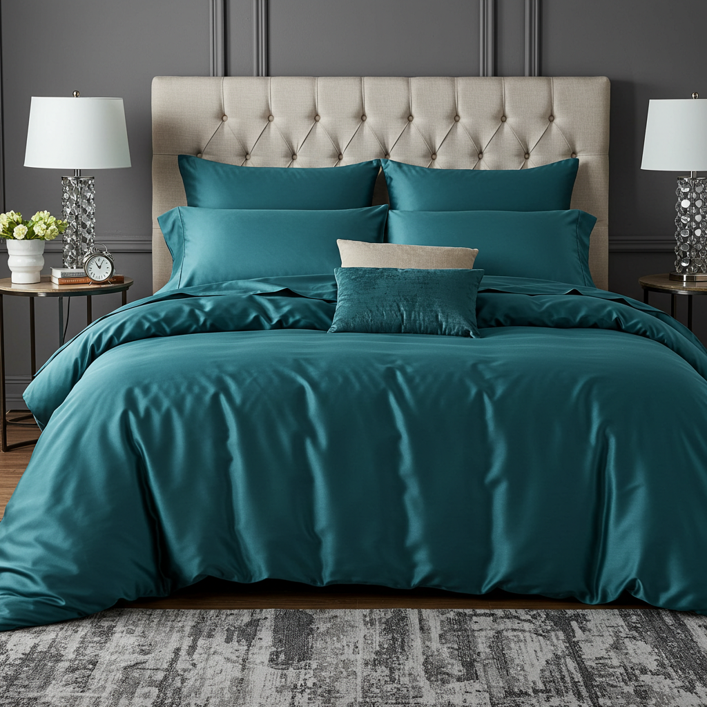 Feines satin Spannbettlaken von Finole aus 100% ägyptischer Baumwolle, seidig glatt, atmungsaktiv und luxuriös.
