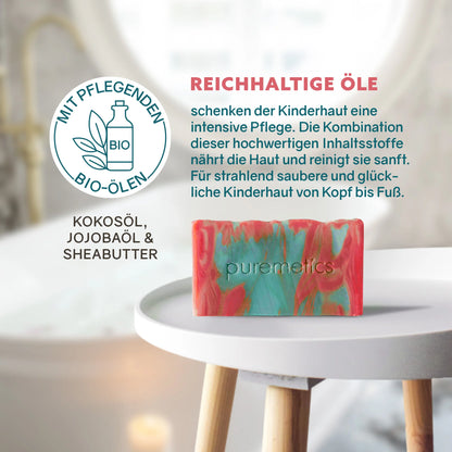Puremetics | Kinderseife „Tropical“ – Milde Naturseife für Haut, Haare & Gesicht