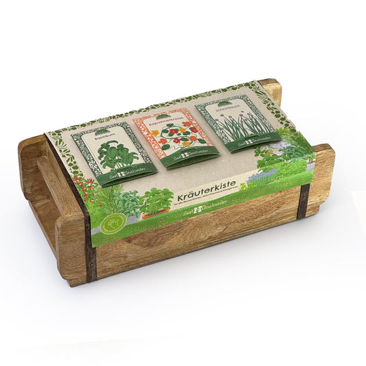 Kräuteranbauset von Die Stadtgärtner in Ziegelform, inklusive Saatgut für verschiedene Kräuter, perfekt für den Garten oder Balkon.