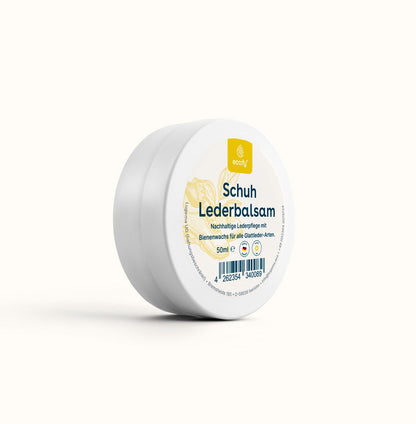 Veganes eco:fy Lederbalsam für Schuhe, farbloses Pflegemittel, zur intensiven Lederpflege und Schutz von Schuhen.