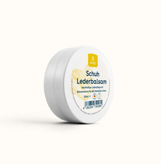 Veganes eco:fy Lederbalsam für Schuhe, farbloses Pflegemittel, zur intensiven Lederpflege und Schutz von Schuhen.
