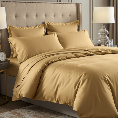 Feines satin Spannbettlaken von Finole aus 100% ägyptischer Baumwolle, seidig glatt, atmungsaktiv und luxuriös.