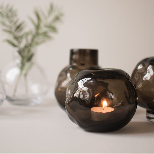 "Bunch" - kleiner Kerzenhalter - Glas - Braun - 12cm - Verdancia