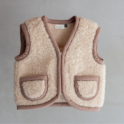 Kinder - Schafswollweste - Bodywarmer - Camel